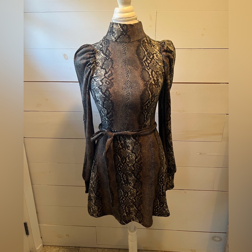 Leith snakeskin brown dress